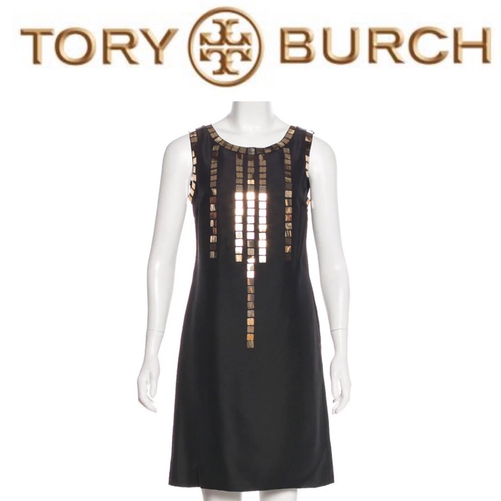 Tory Burch🌟NWT🌟Black Silk Gold Sequin Dress